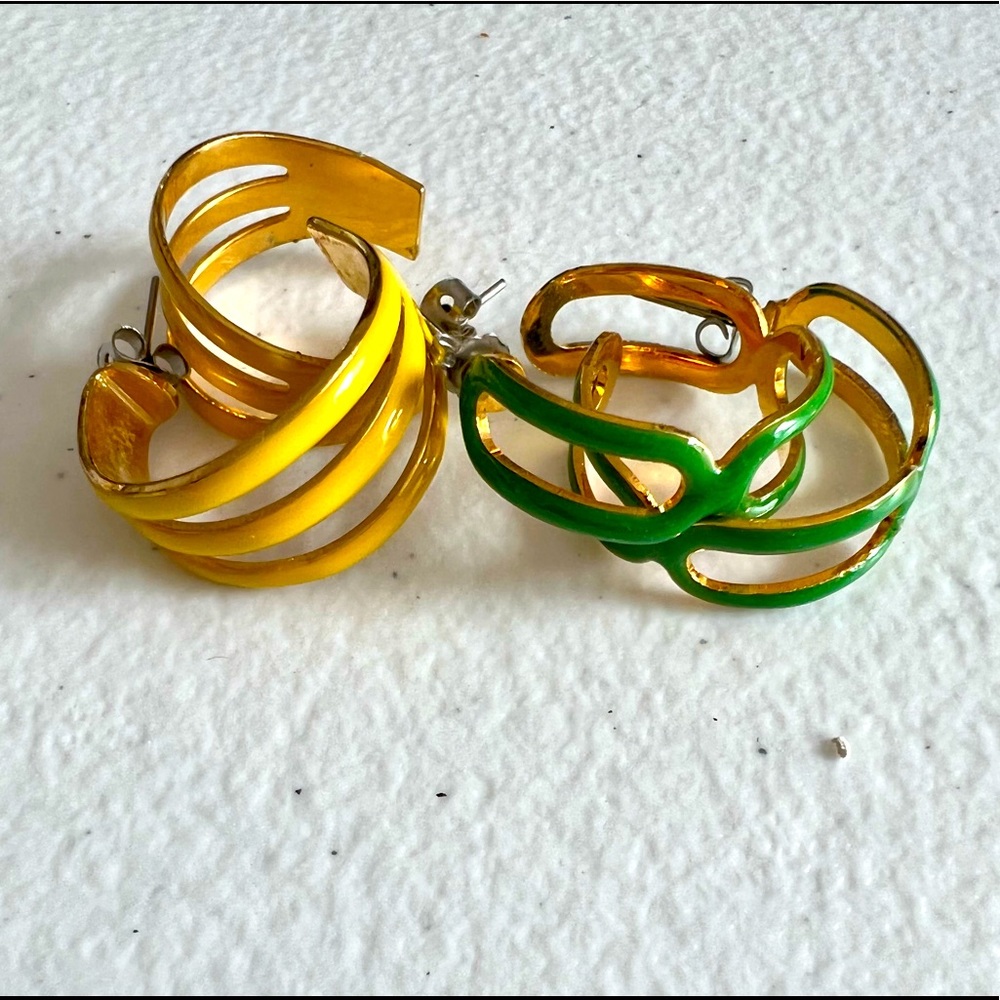 Yellow and Green Post Vintage Earrings
